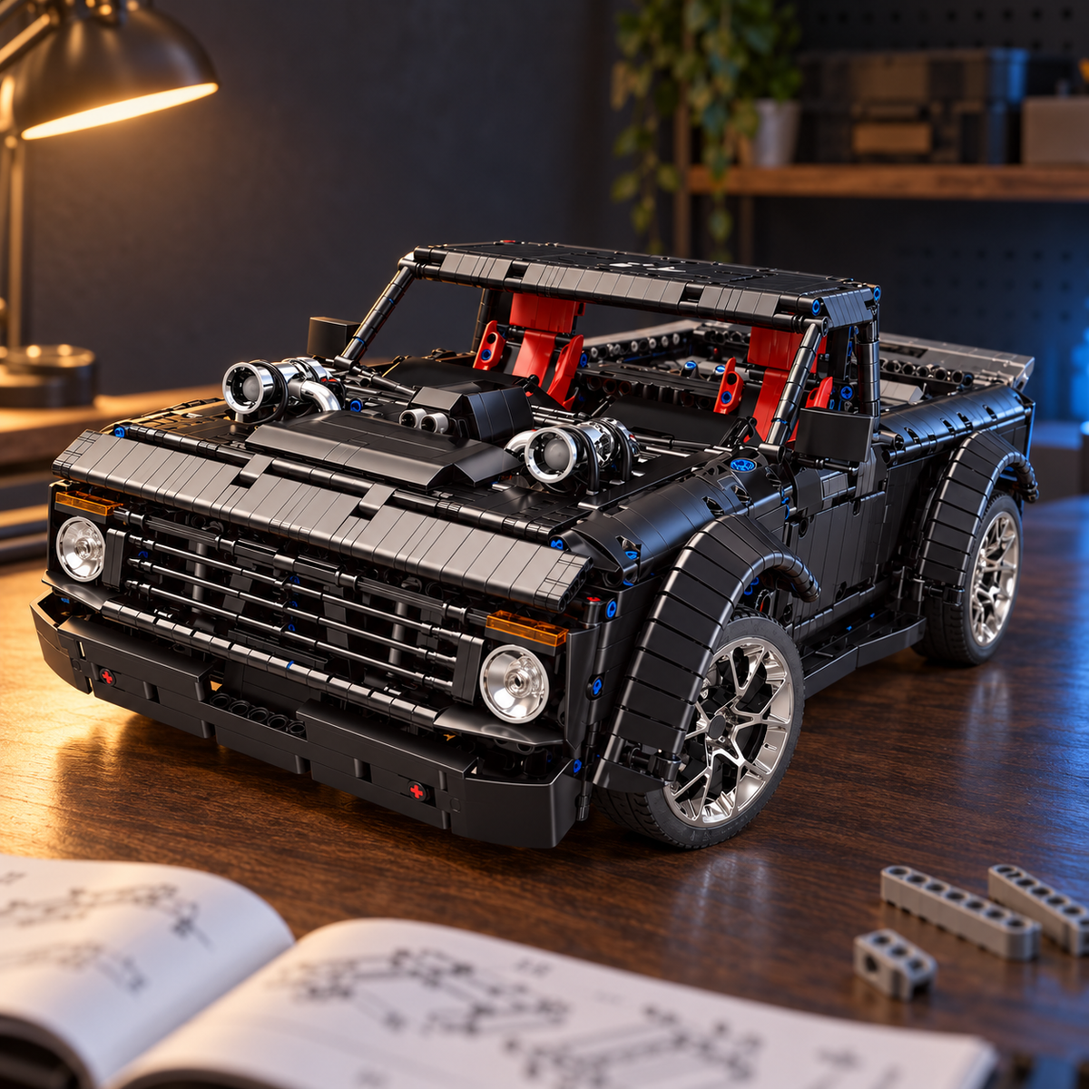 Ambiance – Pick-up musclé télécommandé 1:8, double turbo sur l'établi, notice et pièces